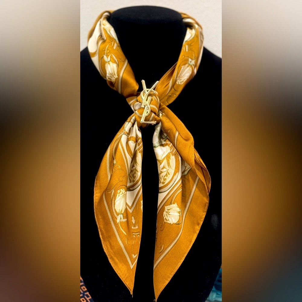 YSL Repurposed on Mustard Silk Scarf
